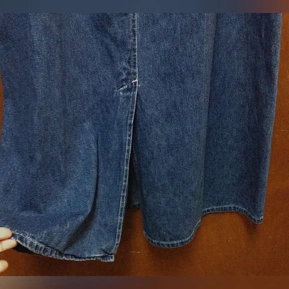 Denim Skirt Midi (31.5” Long) Boho Modest Cotton Back Slit 31” Waist w/2 Pockets - Picture 3 of 4